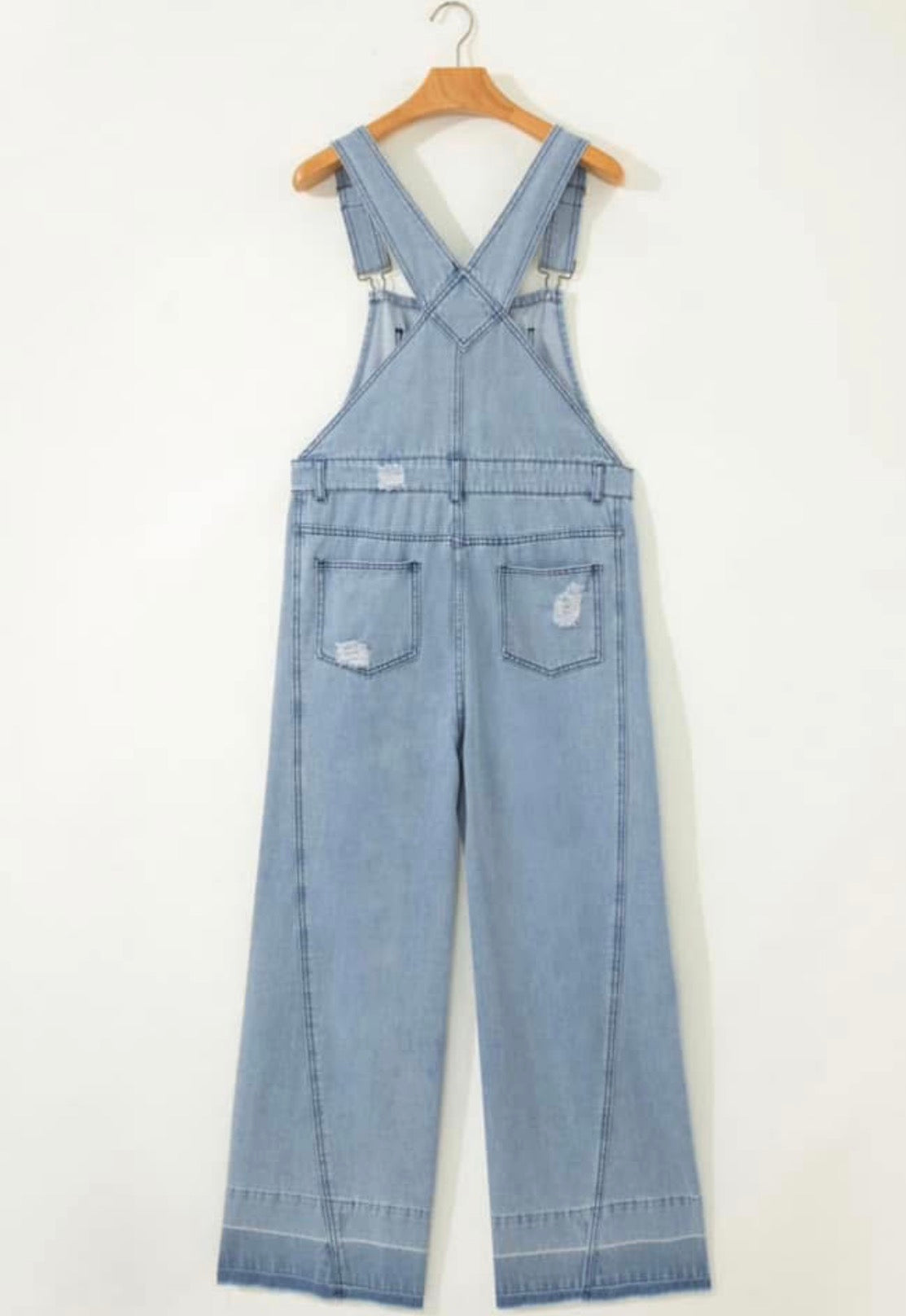 The Carolina Blue Distressed Overalls (Preorder)