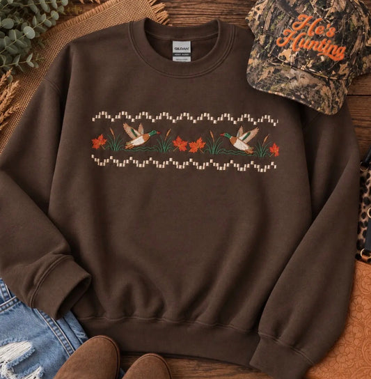 Marshland Mallards Embroidered Crewneck