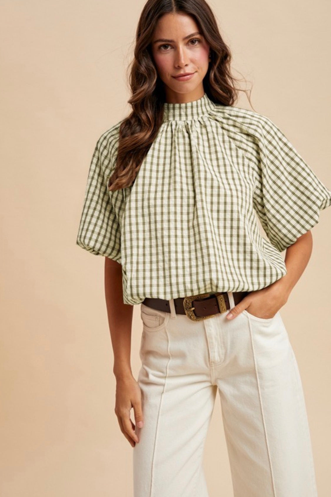 Harvest Plaid Bow Back Top