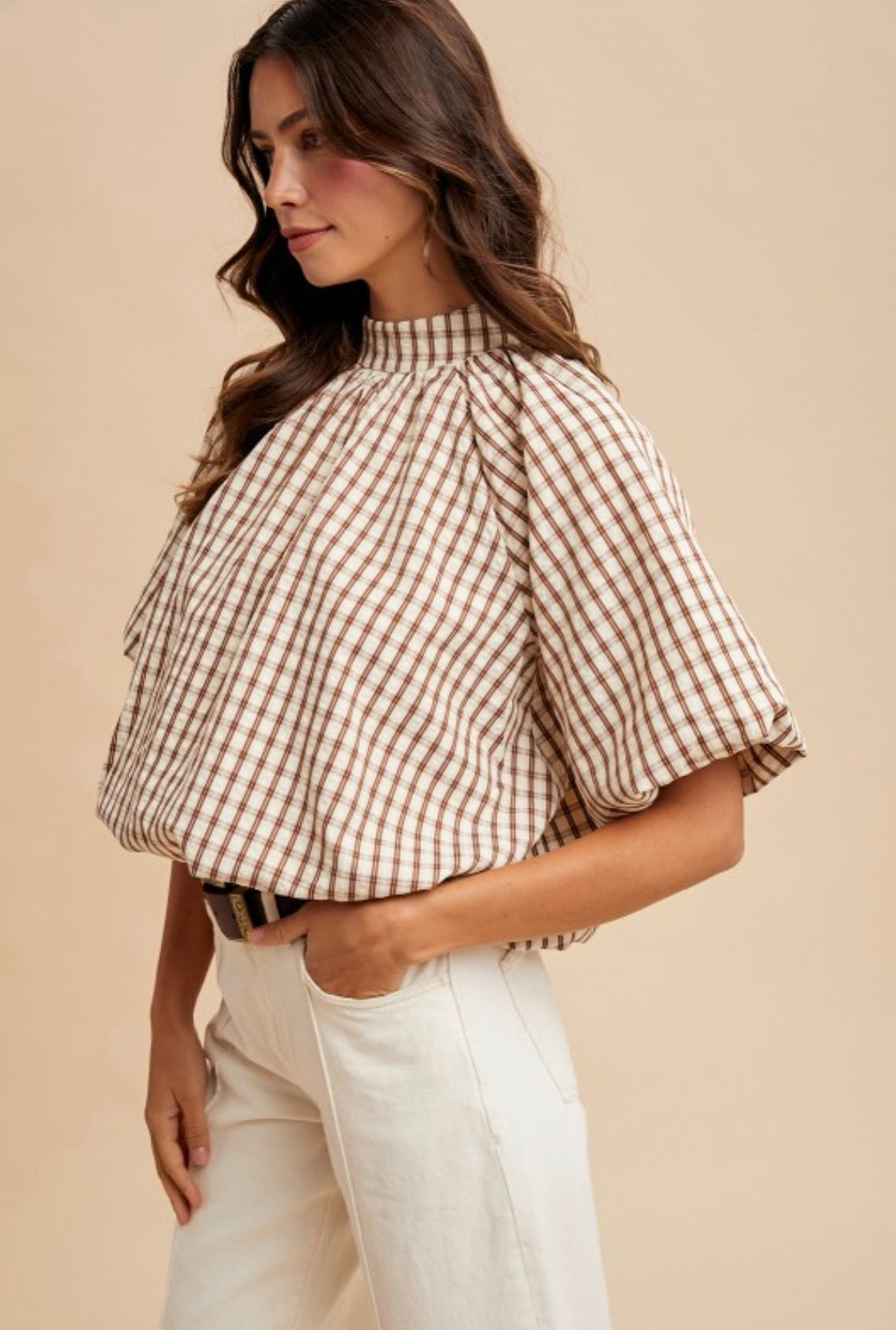 Harvest Plaid Bow Back Top