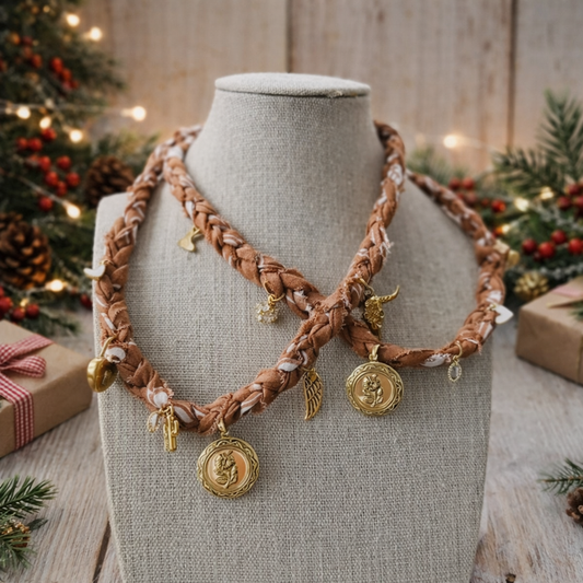 Hand Dyed Bandana Scarf Necklaces with Cowhide Slides