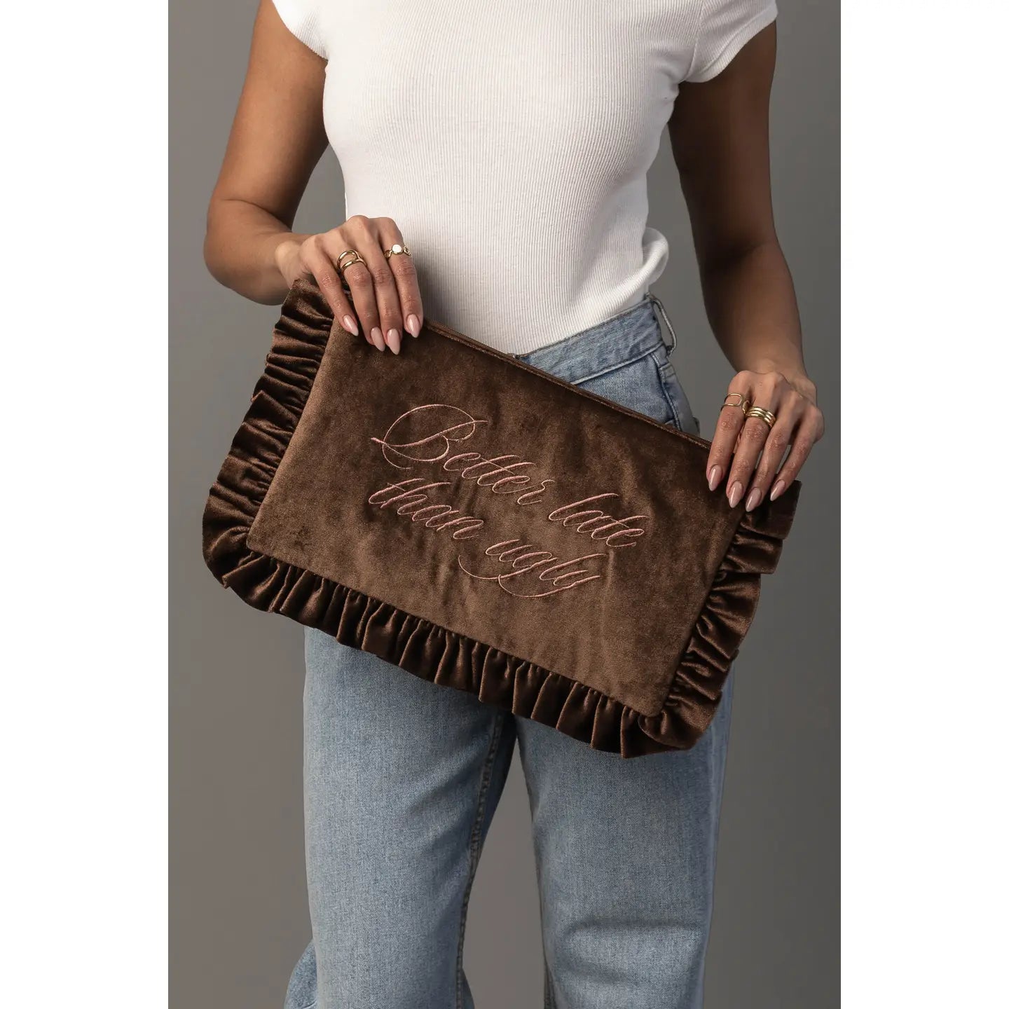 Better Late than Ugly Velvet Travel Pouch (Preorder)