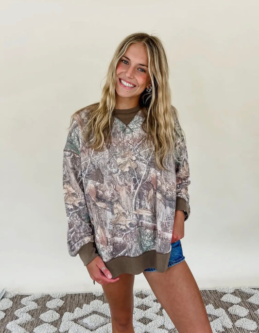 Sadie Vintage Camo Pullover Top