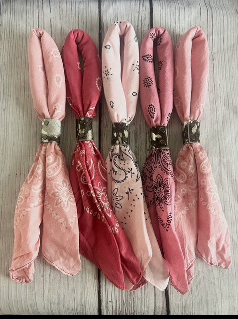The Heirloom Collection Hand Dyed Boho Bandana Scarves with Genuine Cowhide Slides